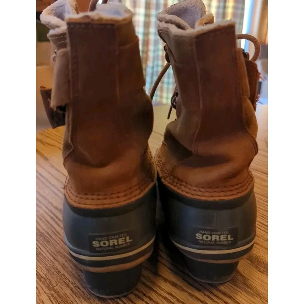 Sorel Women's Winter‎ Fancy Lace II Boots Brown Leather Mid Calf Boots Size 9.5